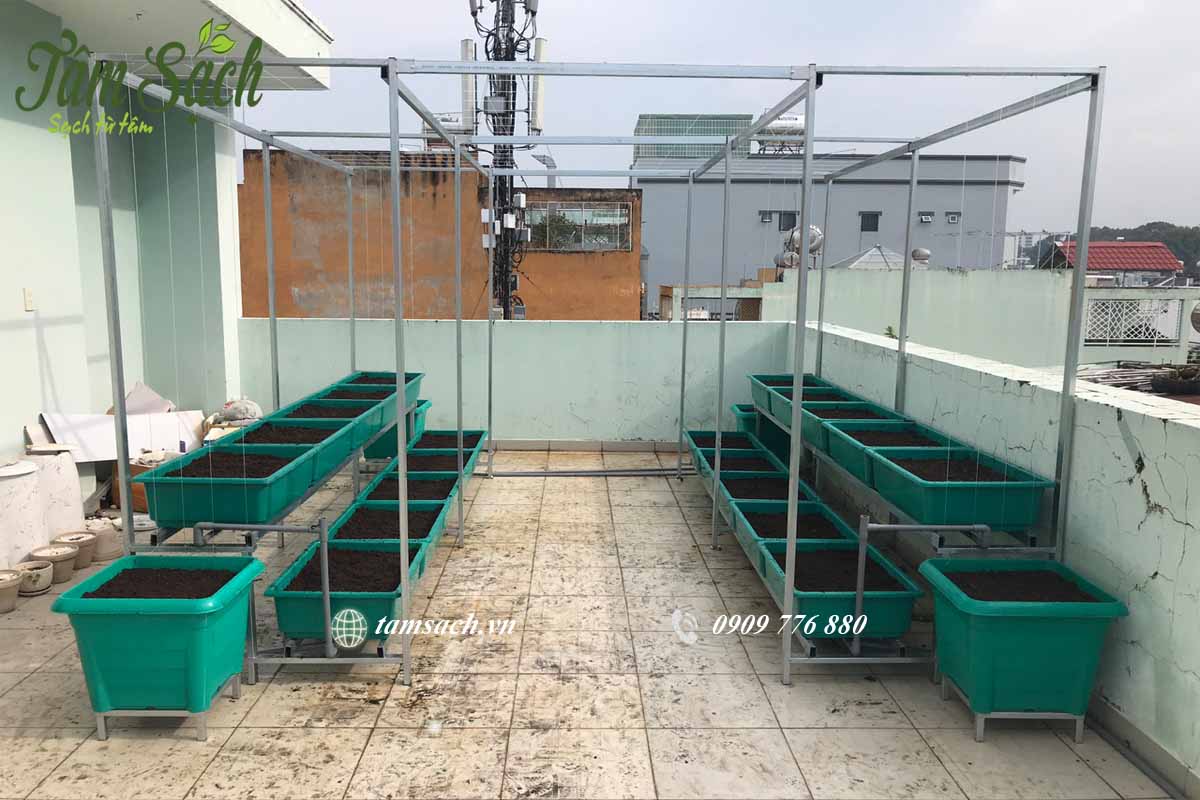 kệ trồng rau 2 tầng đối xứng