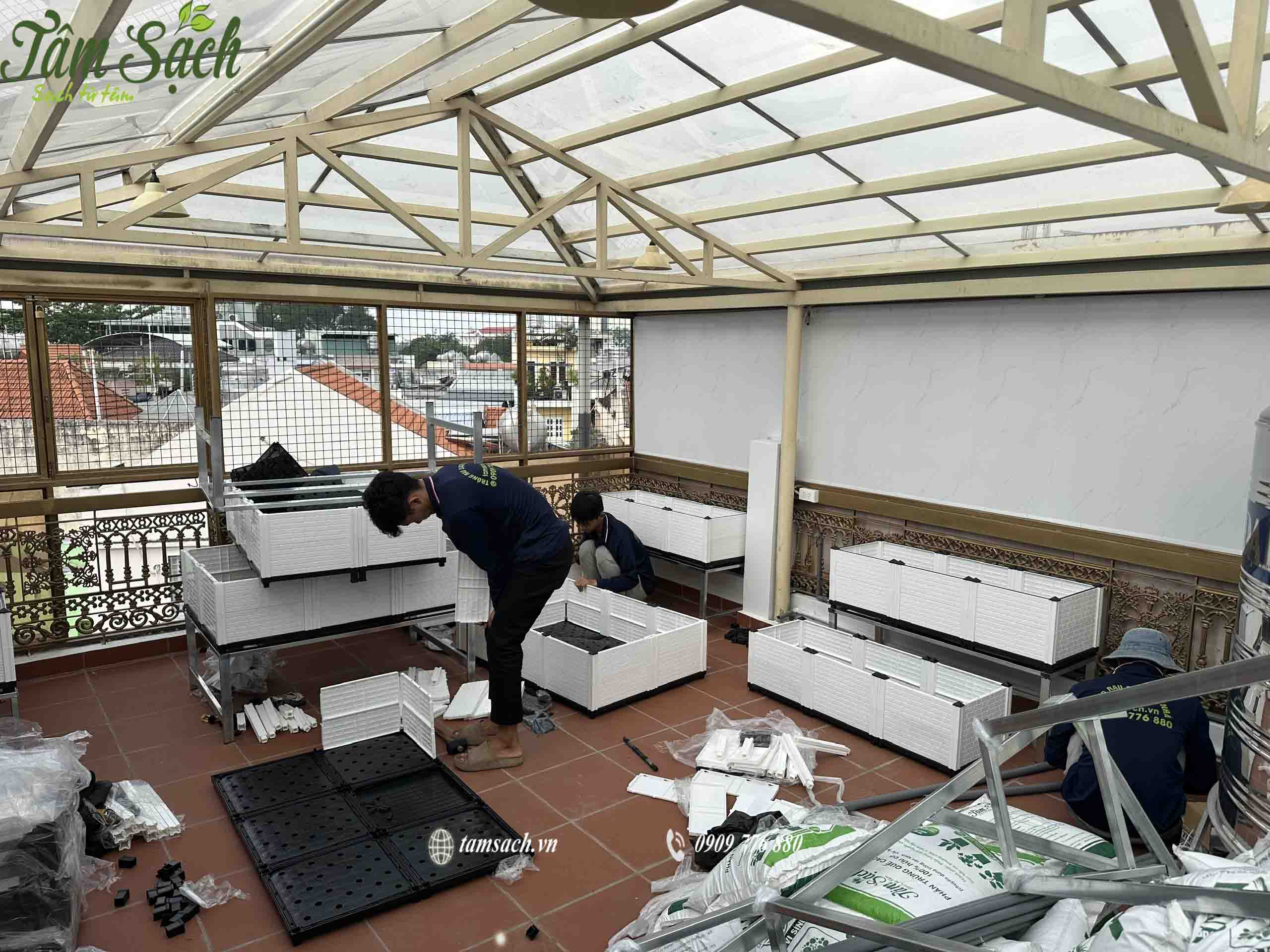 lắp đặt chậu ghép