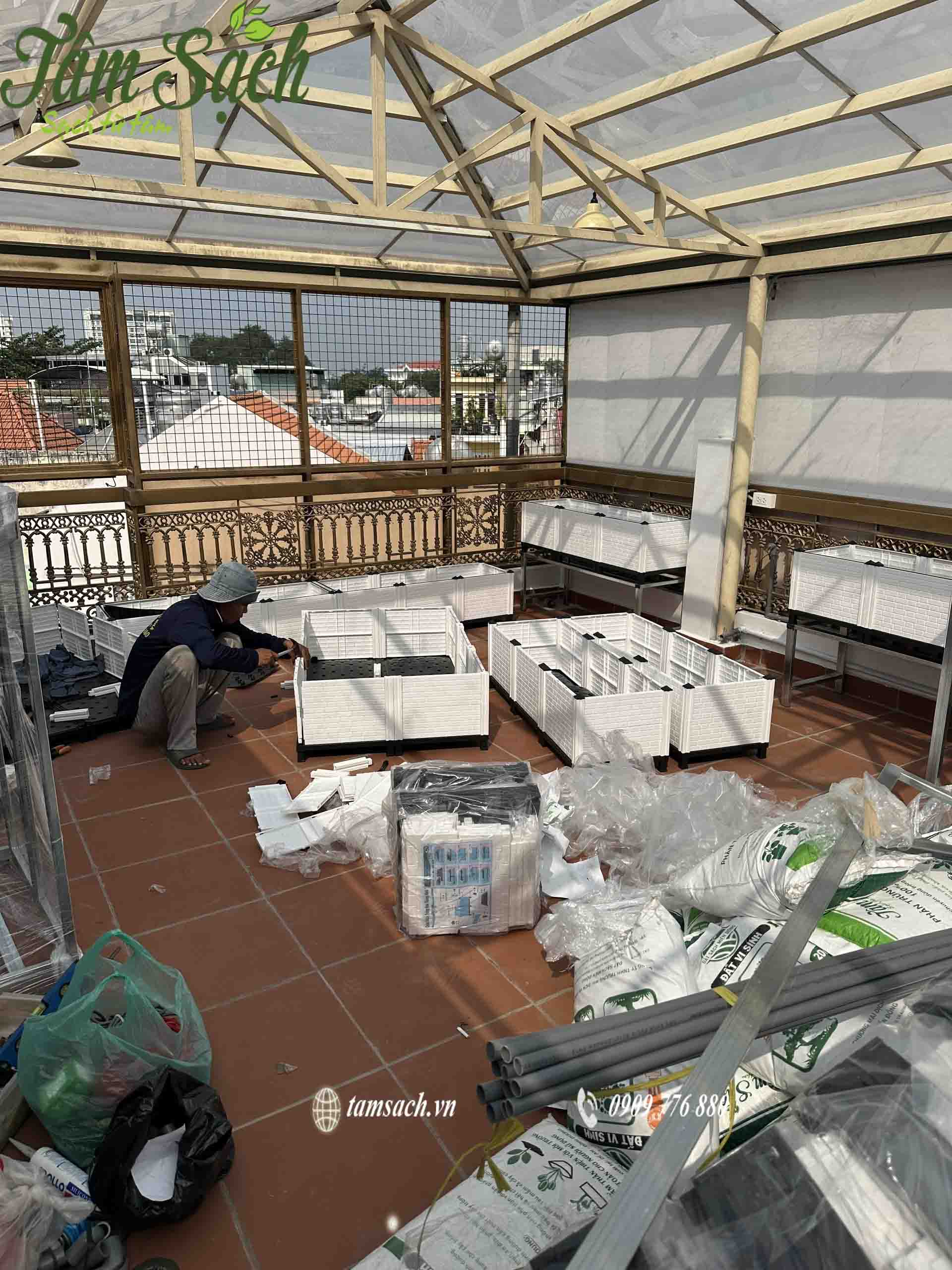 lắp đặt chậu ghép