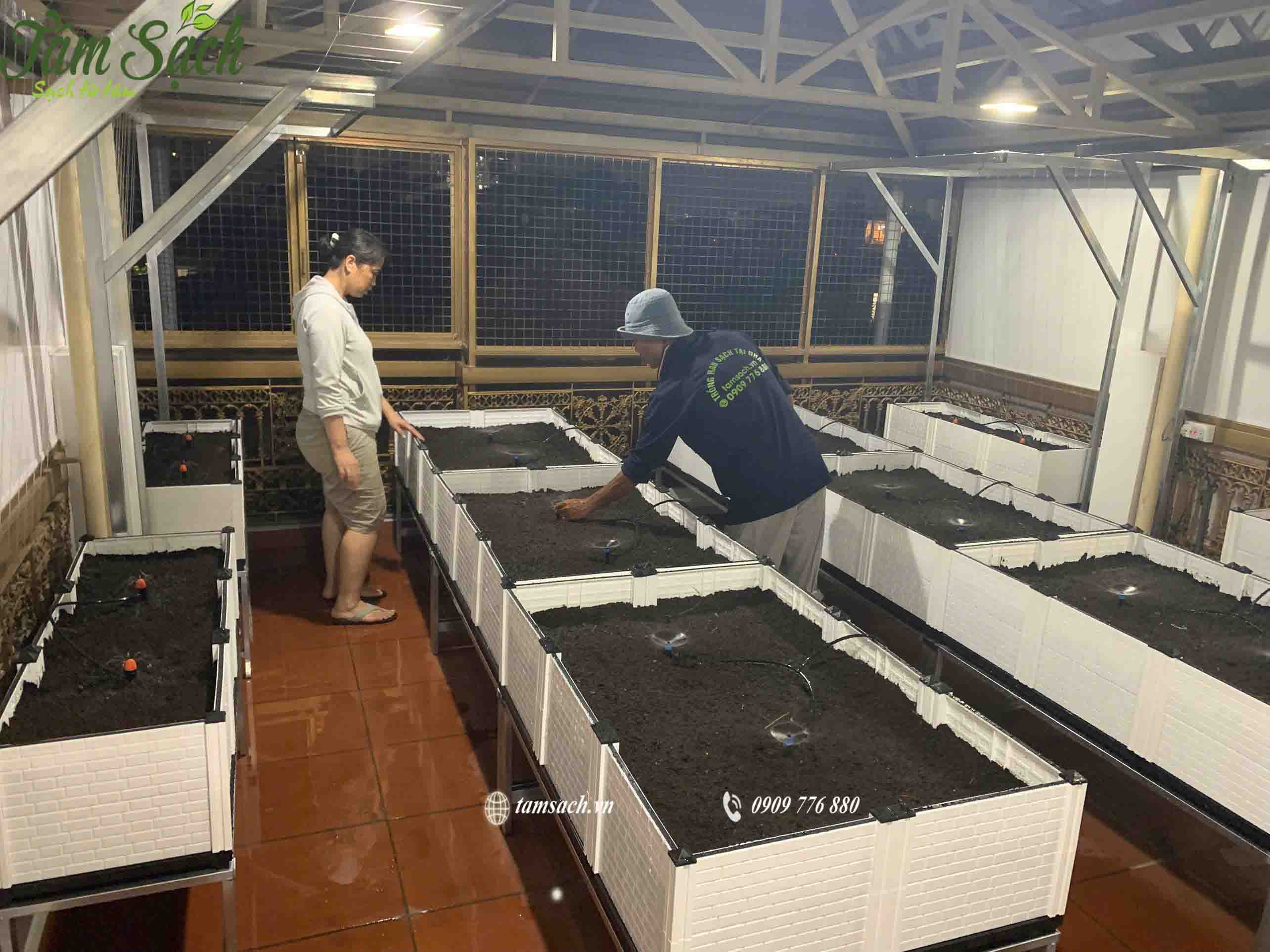 lắp đặt chậu ghép